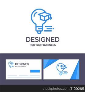Creative Business Card and Logo template Bulb, Cap, Education, Graduation Vector Illustration