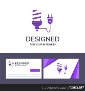 Creative Business Card and Logo template Bulb, Economic, Electrical, Energy, Light Bulb, Plug Vector Illustration