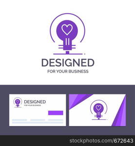 Creative Business Card and Logo template Bulb, Love, Heart, Wedding Vector Illustration