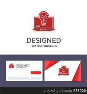 Creative Business Card and Logo template Bulb, Success, Laptop, Screen, File Vector Illustration