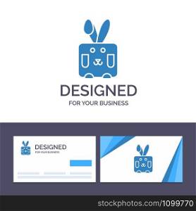 Creative Business Card and Logo template Bunny, Easter, Rabbit, Holiday Vector Illustration