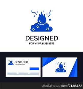 Creative Business Card and Logo template Burn, Fire, Garbage, Pollution, Smoke Vector Illustration