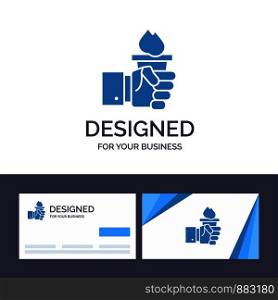 Creative Business Card and Logo template Business, Hand, Leader, Leadership, Olympic Vector Illustration