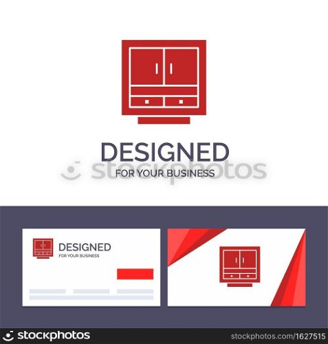 Creative Business Card and Logo template Cabinet, Business, Drawer, Files, Furniture, Office, Storage Vector Illustration