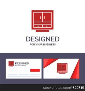 Creative Business Card and Logo template Cabinet, Business, Drawer, Files, Furniture, Office, Storage Vector Illustration