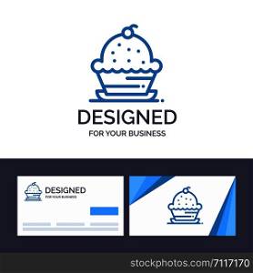 Creative Business Card and Logo template Cake, Dessert, Muffin, Sweet, Thanksgiving Vector Illustration