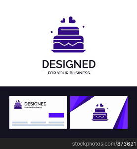 Creative Business Card and Logo template Cake, Love, Heart, Wedding Vector Illustration