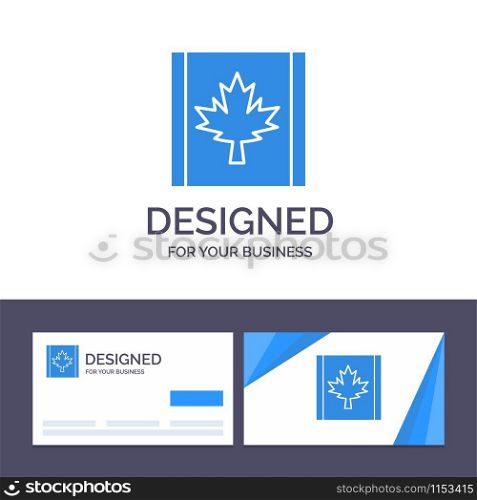 Creative Business Card and Logo template Canada, Flag, Leaf Vector Illustration
