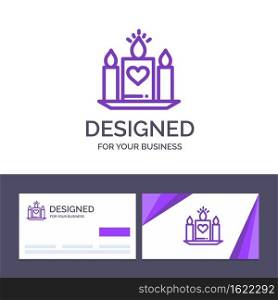 Creative Business Card and Logo template Candle, Love, Heart, Wedding Vector Illustration