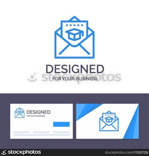 Creative Business Card and Logo template Cap, Education, Graduation, Mail Vector Illustration
