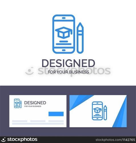 Creative Business Card and Logo template Cap, Education, Graduation, Mobile, Pencil Vector Illustration