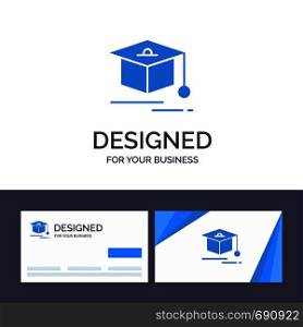 Creative Business Card and Logo template Cap, Education, Graduation Vector Illustration