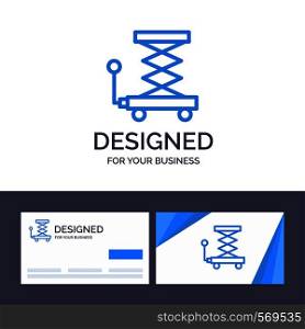 Creative Business Card and Logo template Car, Construction, Lift, Scissor Vector Illustration