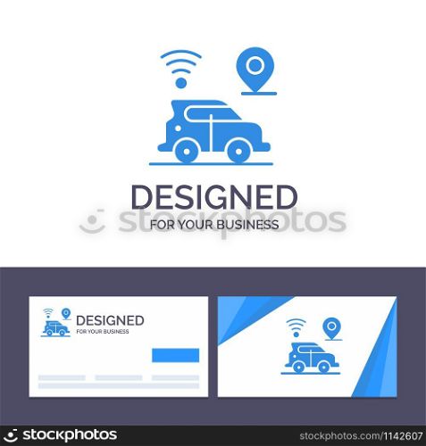 Creative Business Card and Logo template Car, Location, Map, Technology Vector Illustration