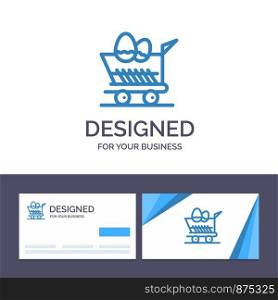 Creative Business Card and Logo template Cart, Trolley, Easter, Shopping Vector Illustration