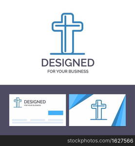 Creative Business Card and Logo template Celebration, Christian, Cross, Easter Vector Illustration