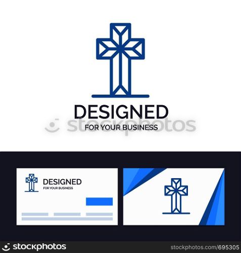 Creative Business Card and Logo template Celebration, Christian, Cross, Easter Vector Illustration