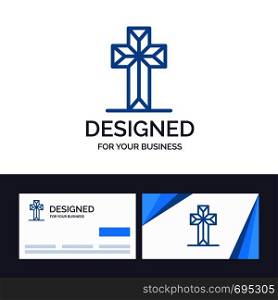 Creative Business Card and Logo template Celebration, Christian, Cross, Easter Vector Illustration
