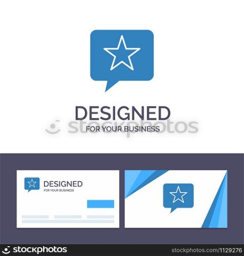 Creative Business Card and Logo template Chat, Favorite, Message, Star Vector Illustration