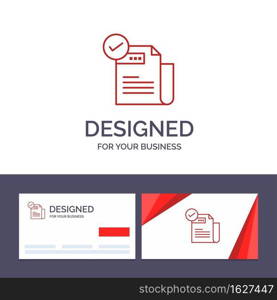 Creative Business Card and Logo template Check, Checklist, Feature, Featured, Features,  Vector Illustration