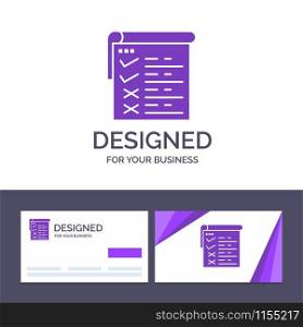 Creative Business Card and Logo template Checklist, Testing, Report, Qa Vector Illustration