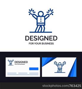 Creative Business Card and Logo template Cheerleader, Cheerleading, Encourage, Fan Vector Illustration