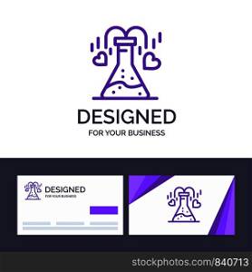 Creative Business Card and Logo template Chemical, Flask, Heart, Love Vector Illustration
