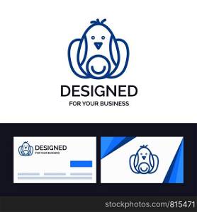 Creative Business Card and Logo template Chicken, Baby, Rabbit, Easter Vector Illustration