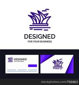 Creative Business Card and Logo template City sets, Culture, Harbor, Opera House, Sydney Vector Illustration