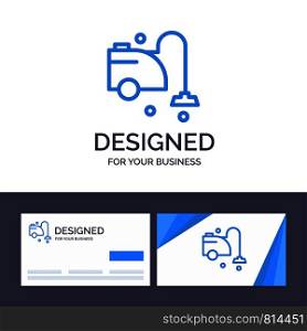 Creative Business Card and Logo template Clean, Cleaner, Cleaning, Vacuum Vector Illustration