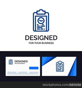 Creative Business Card and Logo template Clipboard, Coach, Plan, Progress, Training Vector Illustration