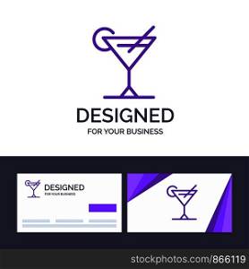 Creative Business Card and Logo template Cocktail, Juice, Lemon Vector Illustration