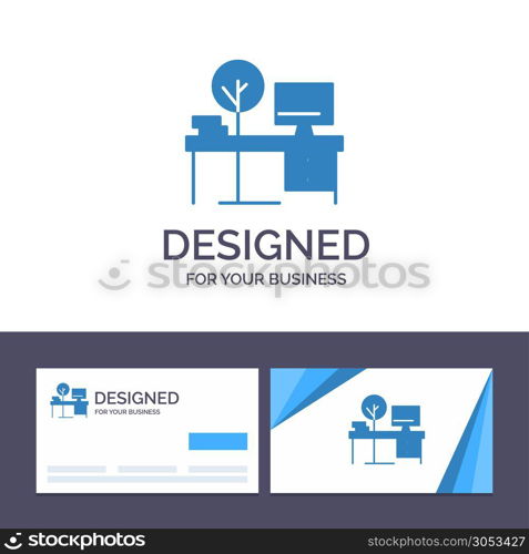 Creative Business Card and Logo template Comfort, Desk, Office, Place, Table Vector Illustration