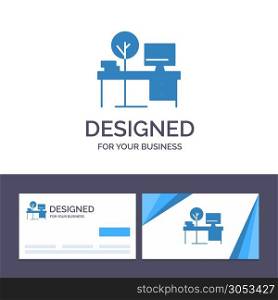 Creative Business Card and Logo template Comfort, Desk, Office, Place, Table Vector Illustration