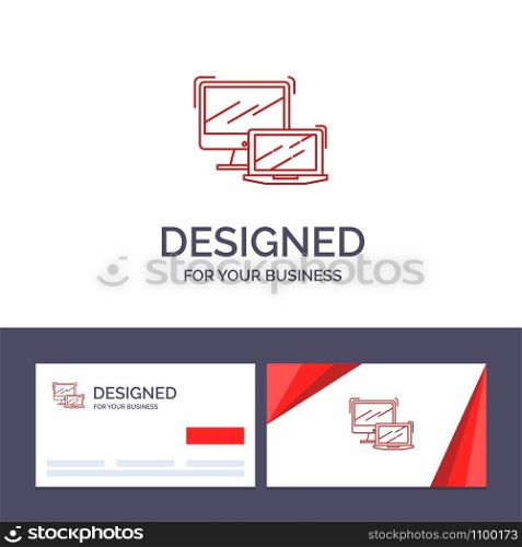 Creative Business Card and Logo template Computer, Business, Laptop, MacBook, Technology Vector Illustration