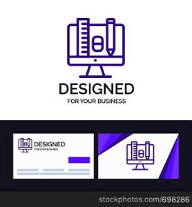 Creative Business Card and Logo template Computer, Education, Scale, Pencil Vector Illustration