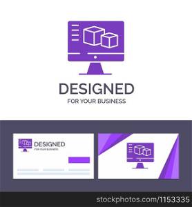 Creative Business Card and Logo template Computer, Monitor, Box, Computing Vector Illustration