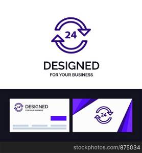 Creative Business Card and Logo template Concierge, Hotel, None, Round The Clock, Service, Stop Vector Illustration