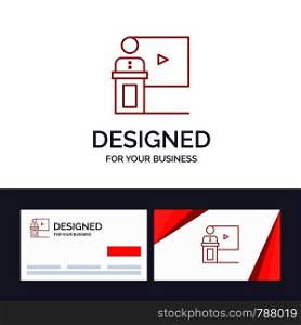 Creative Business Card and Logo template Conference, Business, Event, Presentation, Room, Speaker, Speech Vector Illustration
