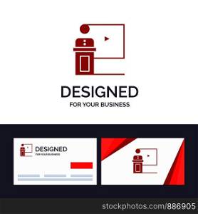 Creative Business Card and Logo template Conference, Business, Event, Presentation, Room, Speaker, Speech Vector Illustration