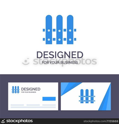 Creative Business Card and Logo template Construction, Fence, House Vector Illustration