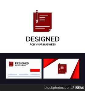 Creative Business Card and Logo template Contract, Document, File, Page, Paper, Sign, Signing Vector Illustration