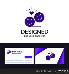 Creative Business Card and Logo template Couple, Avatar, Smiley Faces, Emojis, Valentine Vector Illustration