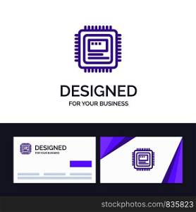 Creative Business Card and Logo template Cpu, Storage, Computer, Hardware Vector Illustration