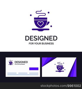 Creative Business Card and Logo template Cup, Coffee, Tea, Love Vector Illustration