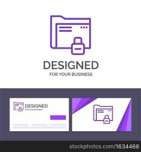 Creative Business Card and Logo template Data, Folder, Password, Protection, Secure Vector Illustration