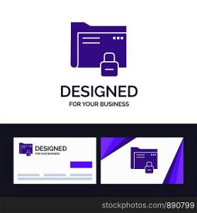 Creative Business Card and Logo template Data, Folder, Password, Protection, Secure Vector Illustration
