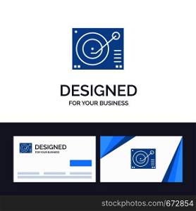 Creative Business Card and Logo template Deck, Device, Phonograph, Player, Record Vector Illustration