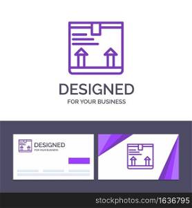 Creative Business Card and Logo template Deliver, Box, Arrow, Up Vector Illustration
