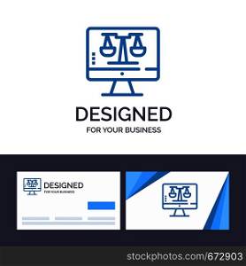 Creative Business Card and Logo template Digital Law Online, Computer, Technology, Screen Vector Illustration